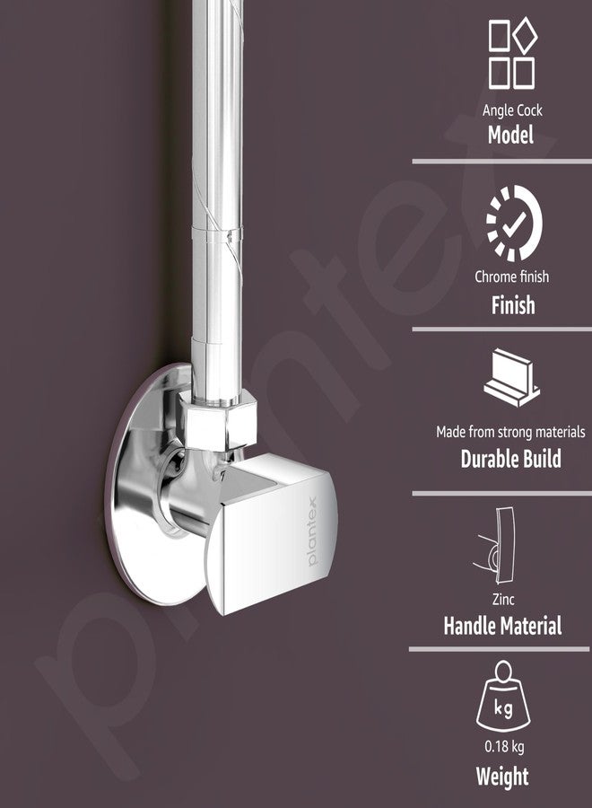 Plantex Single Lever Angle Valve for Bathroom with Brass Spindle/Angle Cock/Single Way Cock with Teflon Tap for Kitchen - Pack of 1 (CRM-1284-Chrome) - Image 2